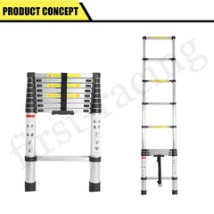 8.5Ft-18.5Ft Telescoping Folding Ladder Aluminum Extension Max Capacity 330 lbs