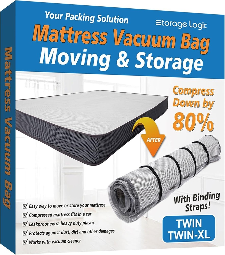Storage Logic Foam Mattress Vacuum Bag with Packing Straps (Twin to King Size)