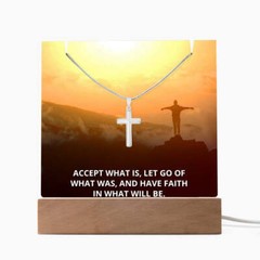 Faith Accept What Is Religious Plaque & Cross Gift Set, Christian Gifts