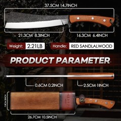 Freelander Japanese Style High Carbon Steel Machete with Red Sandalwood Ergon…