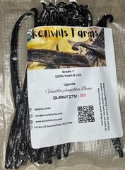 Organic vanilla beans, Grade A. Plump, moist with 30-35% moisture content