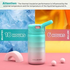 HAUSHOF Kids Water Bottle 2-Pack (12 oz)Stainless Steel BPA-free Leakproof