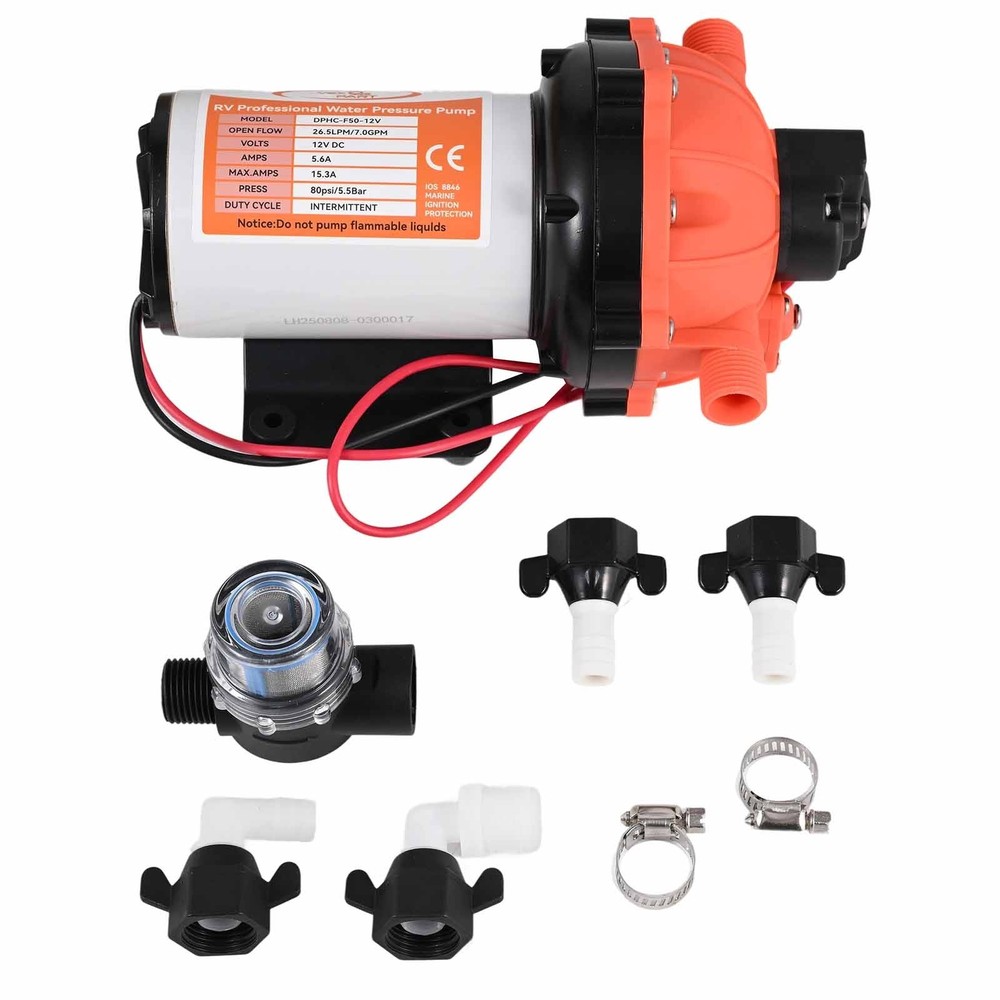 High Pressure 12V Water Pump 26.5L/MIN 80 PSI for Caravan Farm Camping Boat