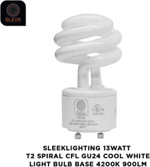 13Watt GU24 Base 2 Prong Light Bulbs- UL Approved-120V 60Hz – Mini Twist Lock Sp