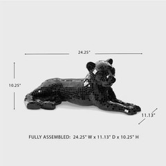 Drice Mosaic Black 24.25 In. X 10.25 In. Panther Glass Sculpture