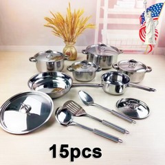 New-Kitchen Set, Cookware Set, Pots and Pans Set-Stainless Steel 15-piece Set