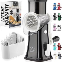 Manual Rotary Cheese Grater 5 Blade Shredder & Vegetable Slicer