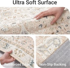 Machine Washable 8′ x 10′ Area Rug – Stain Resistant with Stylish Floral Pattern