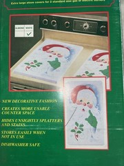 Stove Top Burner Covers Santa Set Of 2 Gas Electric Christmas Holidays Vtg NEW