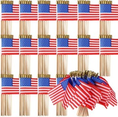 Preboun 400 PCS American Flag Bulk, 8 x 12 Inches Small US on Stick Flags Bulk M