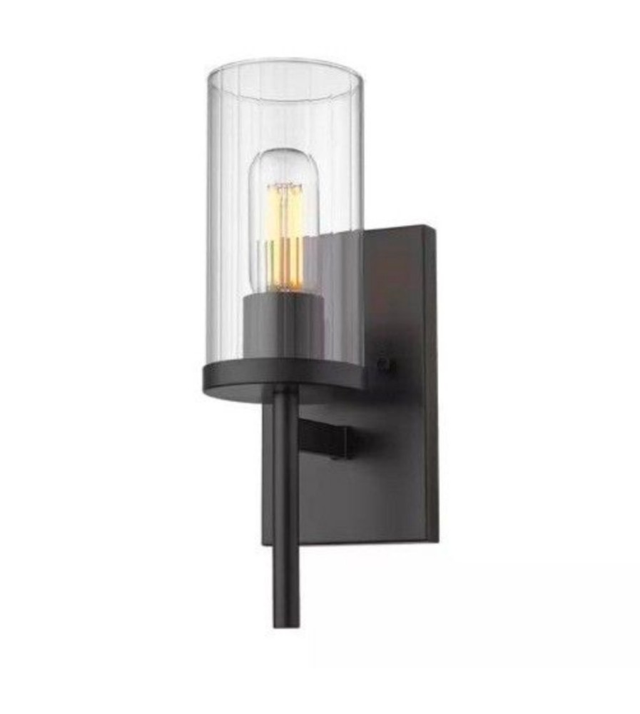 Golden Lighting Winslett 4.875 in. 1-Light Matte Black Sconce