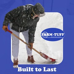 Farm Tuff Heavy Duty Snow Shovel with Hardwood Ash Handle, Red, 15.5in