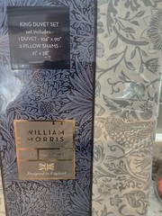 WILLIAM MORRIS KING duvet set STRAWBERRY THIEF TONAL-SOFT MINERAL 100%cotton NEW