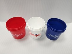 Meijer Red, White & Blue Mini Bucket 4″ Tall HTF Fast Shipping 3pk.