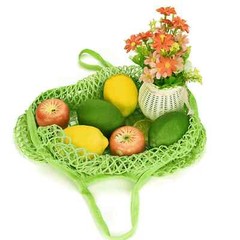 Reusable Cotton Mesh Grocery Bags Foldable Long Handle Net Tote Bag for Shopping