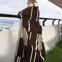 CLINT EASTWOOD ALPACA WOOL BLANKET – XL 102X83 in REVERSIBLE CREAM/BROWN WESTERN