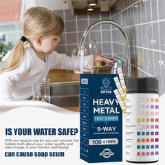 9 Way Heavy Metals Water Test Strips, 100Ct Home Water Testing Kit for Iron, Mer