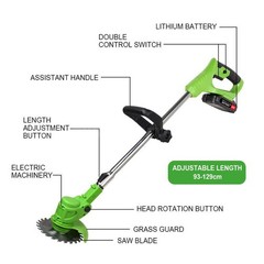 Electric Cordless Grass String Trimmer Lawn Edger Weed Wacker Cutter w/ Battery