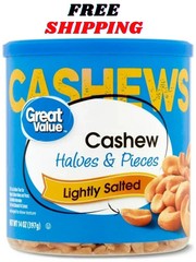 Great Value Lightly Salted Cashew Halves & Pieces, 14 oz New