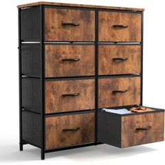 Dresser for Bedroom with 9 Drawers Chest Tower Bins TV Stand Organizer Storage