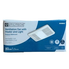 Utilitech Heater 1.5-Sone 80-CFM White Lighted Bathroom Fan/Heater #0498842
