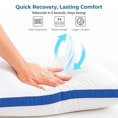 Gusseted Pillow Set of 2 Bed Pillows Neck Support Side & Back Sleepers Pillows