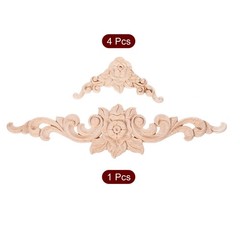 5pcs Wood Appliques Onlays for Furniture 27.5cm and 4pcs 8cm Length