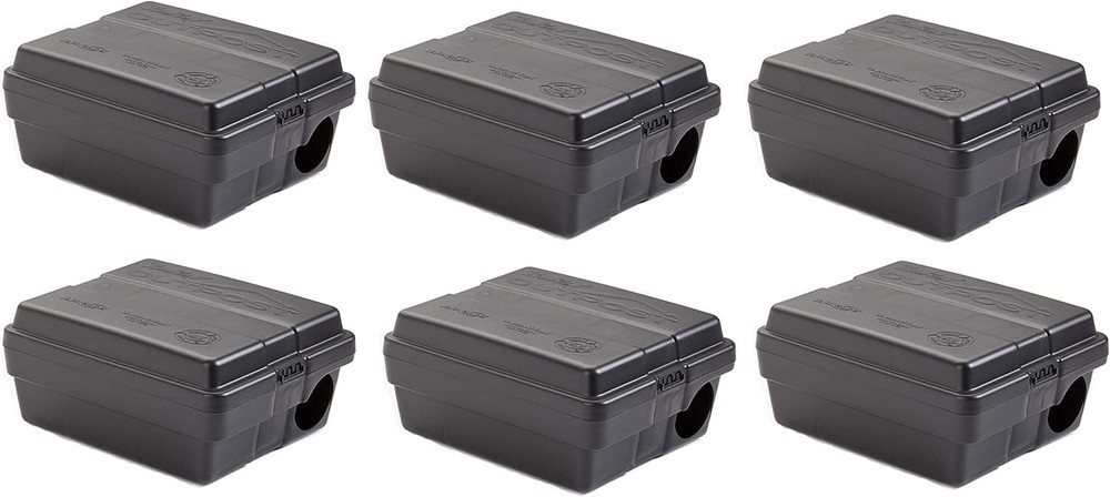 6-Pack Tomcat Outpost Rat Bait Station Lockable Tamper Resistant Black New