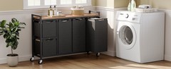 Laundry Sorter with 5 Sections, 45.5 Gal. (170 L) Laundry Hamper with Wheels and