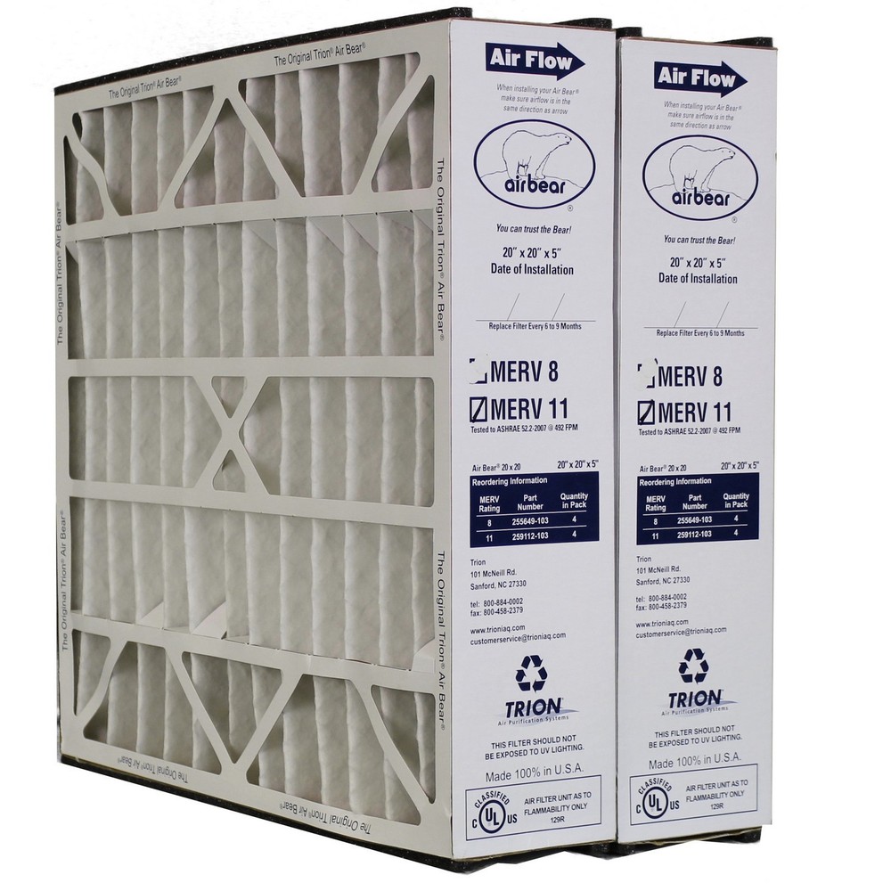 Trion Air Bear 259112-103 (2 Pack) Pleated Furnace Air Filter 20″x20″X5″ MERV 11