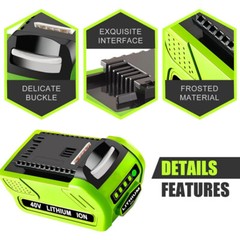 40V 5Ah For Greenworks G-MAX Lithium Battery 29472 29462 29252 20202 40 Volt