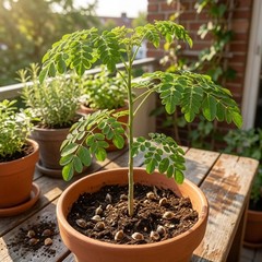 200pcs Moringa Oleifera Seeds Home Garden Balcony Outdoor Planting