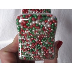 NEW Green Red White Glitter Cookie Decoration Sugar Pearls 8.11oz jar Sparkles