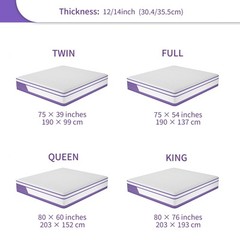 12″ 14″ Mattress Twin Full Queen King Size Hybrid Pocket Spring Memory Foam Bed