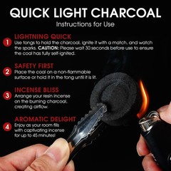 100 Ct Charcoal Tablets 33 mm – Quick Light Discs for Incense Resin Burner Rolls