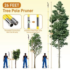 Manual Pole Saw Extendable Tree Pruner 30ft Fiberglass Pole Hook Knife