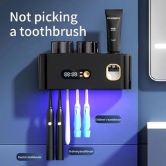 Smart Toothbrush Holder UV Sanitizing Wall Mount Automatic Toothpaste Squeezer