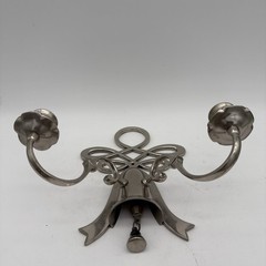 Hand Forged Iron Silver Metal Steel Two Arm Candleholder Wall Sconce