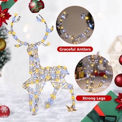 4.6 FT Pre-Lit Christmas Reindeer w/170 Bright LED Lights Zip Ties Ground Stakes