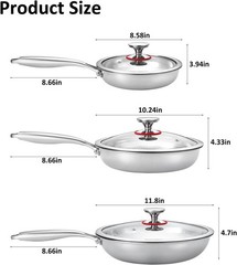 New Titanium Nonstick Frying Pan Set 8/10/12″ Hammered Induction Cookware with L