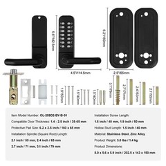 VEVOR Mechanical Keyless Entry Door Lock 14 Digit Keypad and Handle Embedded