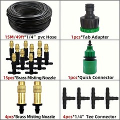 Outdoor Misting Cooling System Kit – Adjustable Brass Nozzles for Garden & Patio