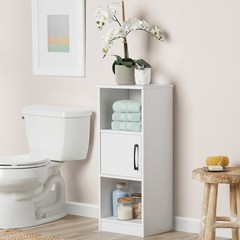 Mainstays Ardent 3 Tier Storage Tower with Door White Shelves