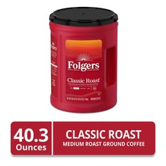 (2 pack) Folgers Classic Roast Ground Coffee, Medium Roast, 40.3 oz Canister