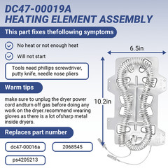 DC47-00019A Dryer Heating Element with DC47-00018A DC96-00887A fit for Samsung