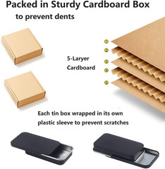 6 Pack Metal Rectangular Sliding Lid Tin Boxes Black, Containers Portable Box Sm