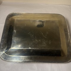 Rectangular Nickel Silver Tray With Horn Handles