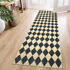 Elegant 2×6 Diamond Checkered Runner Rug – Machine Washable & Non-Slip