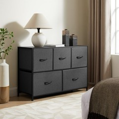 Mainstays 5 Drawer 40″ Wide Fabric Storage Dresser for Bedroom, Grey