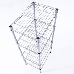 New Practical Modern Rectangle Carbon Steel Metal 4-Shelf Storage Rack Silver